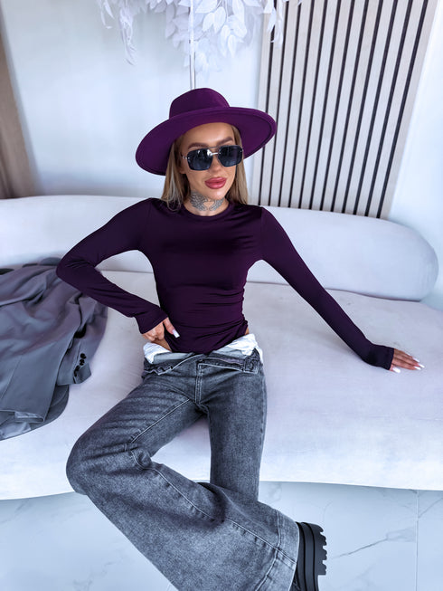 Long Sleeve Bodysuit "BASIC" - EGGPLANT PURPLE