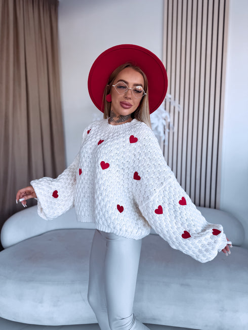 Adīts džemperis "CHOCOLATEY LOVE 7102" - GAIŠI BĒŠS AR SARKANU