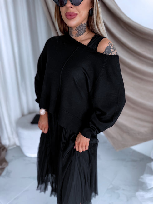 "VIOLA 3212" set - dress + jumper - BLACK