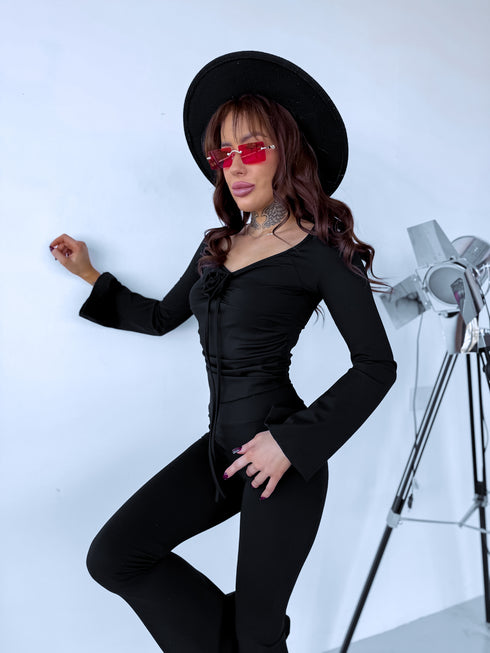 2in1 LUX komplekts "SAVAGE ROSE" - melns