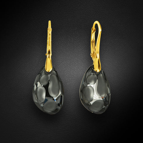 Sudraba auskari "Radiolariants (Silver Night)" ar Swarovski™ kristāliem