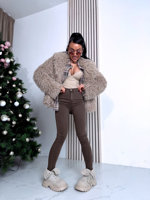 "Pinterest 6AW006" искусственная меховая куртка - CARAMEL