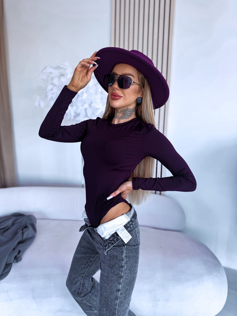 Long Sleeve Bodysuit "BASIC" - EGGPLANT PURPLE