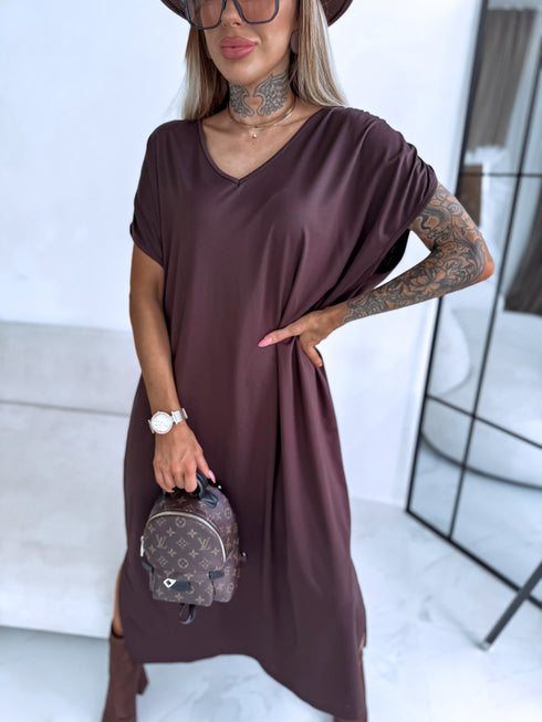 Эластичное платье "KOSMO LS1699" - CHOCO