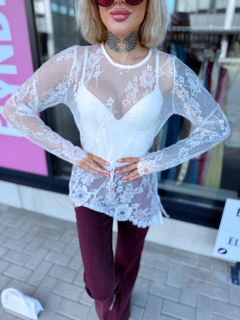 Mežģīnes tops "MODERN" 08153 - BALTS