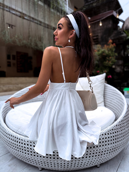 Короткое платье с акцентом на талии "PARADOX" - БЕЛОЕ