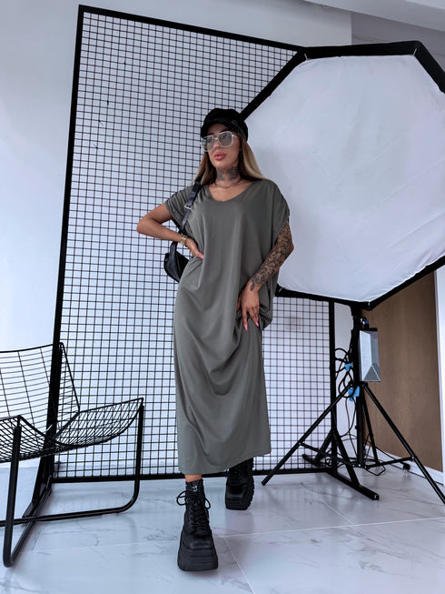 Эластичное платье "KOSMO LS1699" - ХАКИ