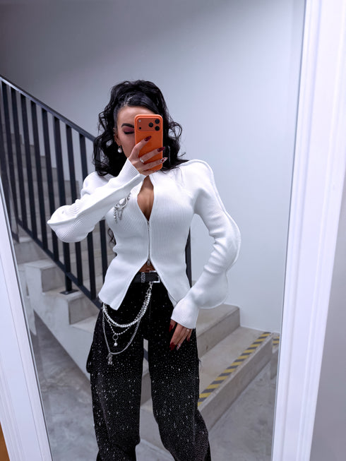 Knitted jacket "JINGLE BELLS A13194" - WHITE