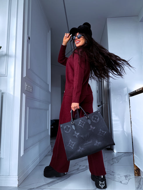 Knitted set "AUTUMN E5389" - BURGUNDY PRE-ORDER