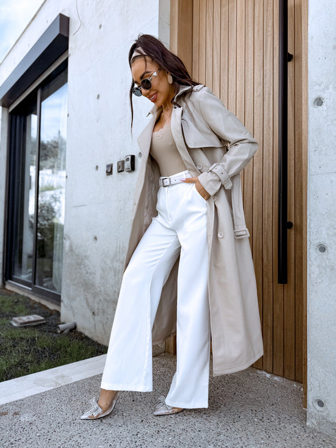 Classic, WHITE fabric pants "SEASON HIT" VS02