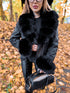 BLACK jacket with fur "FROSTINE" FL72