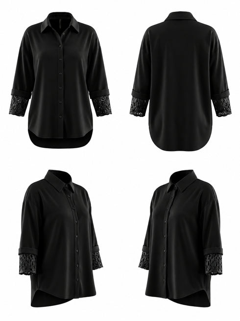 Blouse "FLORAMOUR" - BLACK