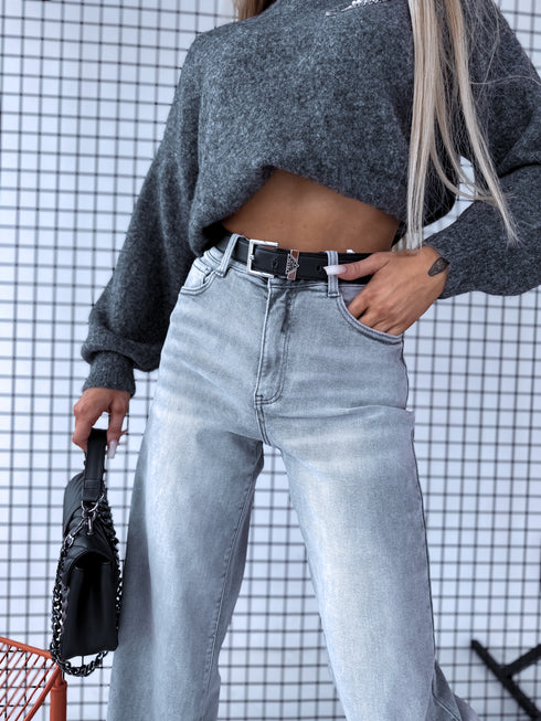 DAD FIT jeans pants "WODOO" T265-17 - LIGHT GRAY