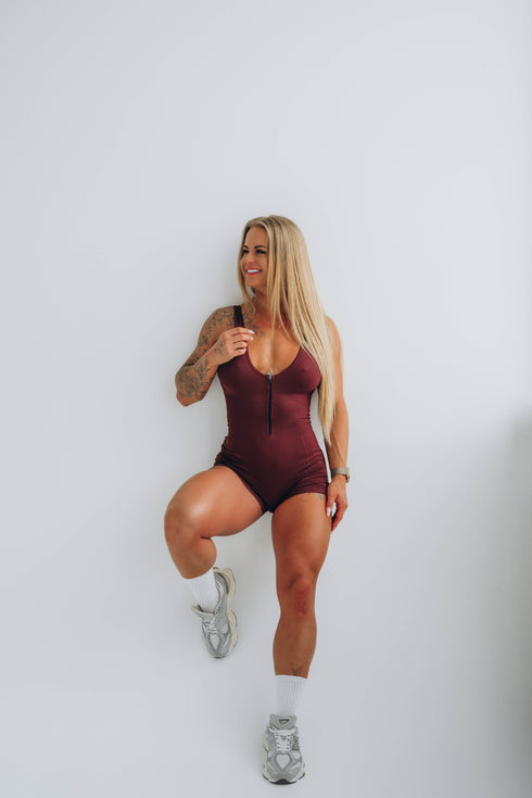 Fitted jumpsuit "I'M FIT" XY510 - CHOCO