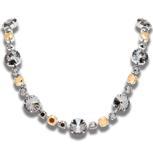 Wedding Necklace "Vorteks (Nightfall / Jet Hematite / Aurum)" with Preciosa™ Crystals
