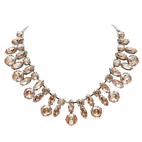 Wedding Necklace "Crystal Branch (Golden Shadow)" with Swarovski™ Crystals
