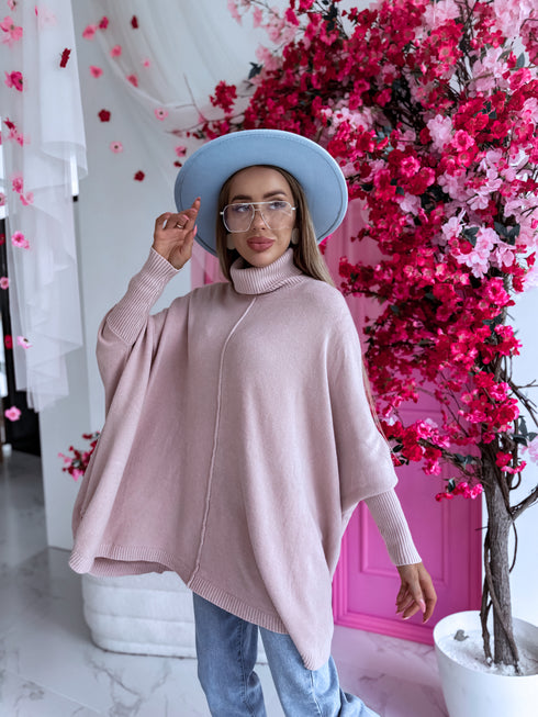 LARGE SIZE sweater "POSITIVE Z034" - old pink