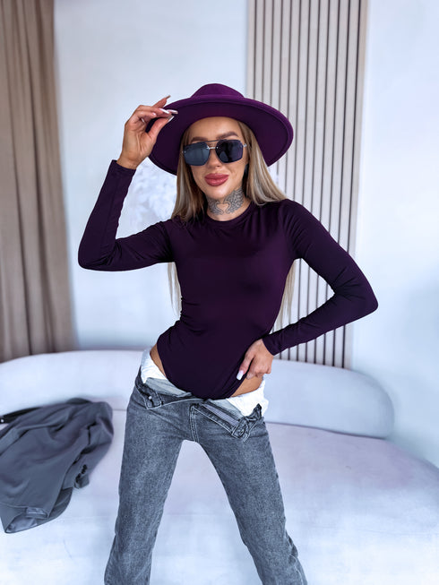 Long Sleeve Bodysuit "BASIC" - EGGPLANT PURPLE