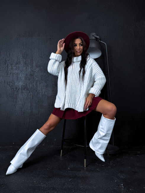 ELYNDI extended wool sweater - white