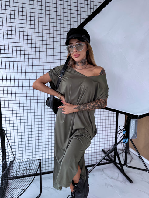 Эластичное платье "KOSMO LS1699" - ХАКИ