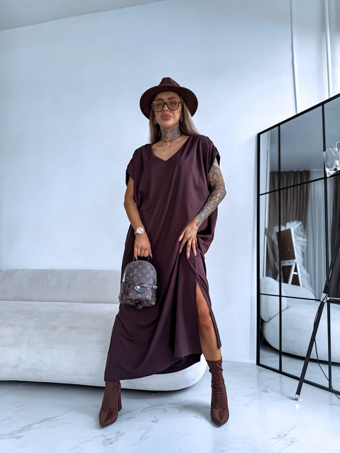 Эластичное платье "KOSMO LS1699" - CHOCO