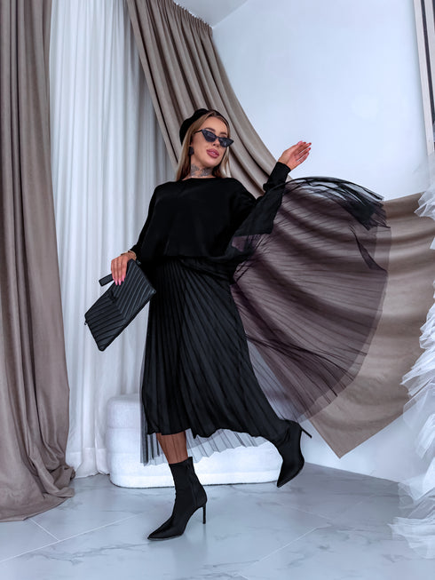 "VIOLA 3212" set - dress + jumper - BLACK