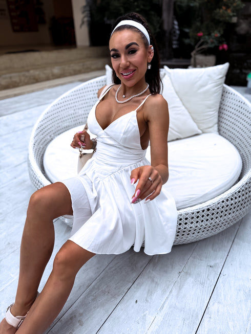 Короткое платье с акцентом на талии "PARADOX" - БЕЛОЕ