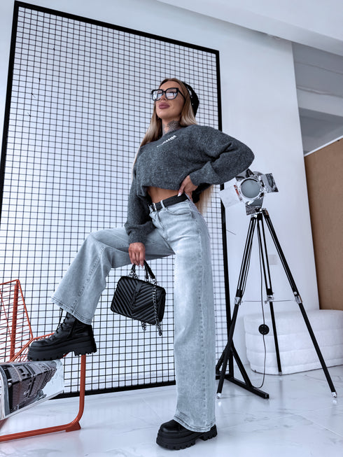 DAD FIT jeans pants "WODOO" T265-17 - LIGHT GRAY