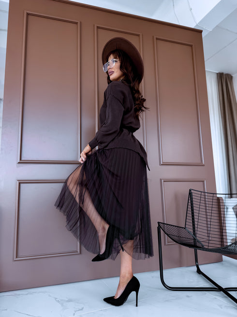 Tilla kleita + džemperis "DAILY SET" - CHOCO