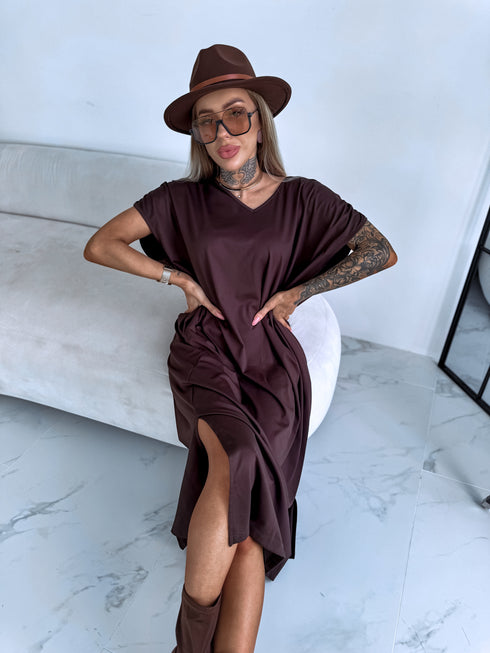 Эластичное платье "KOSMO LS1699" - CHOCO