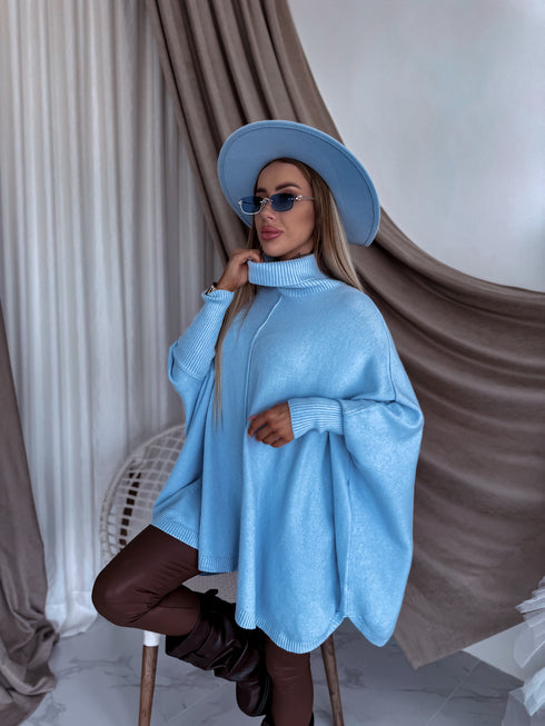 LARGE SIZE sweater "POSITIVE Z034" - light blue