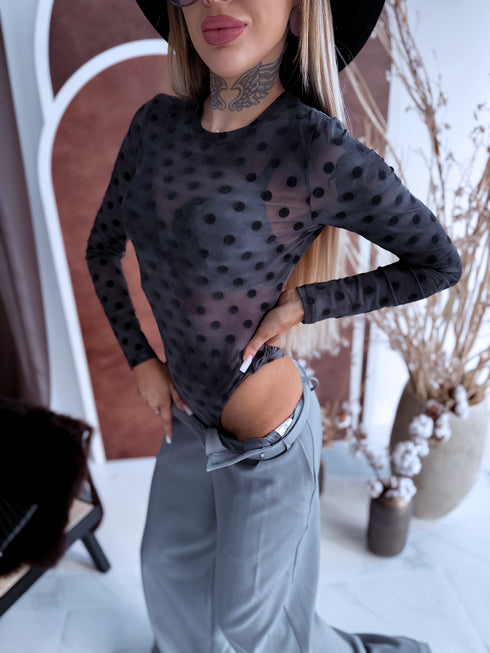 GREY, dot mesh bodysuit
