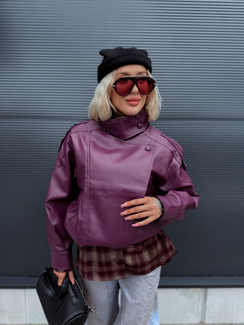 "PURPLE RAIN" ādas imitācijas jaka 22051 - VIOLETA