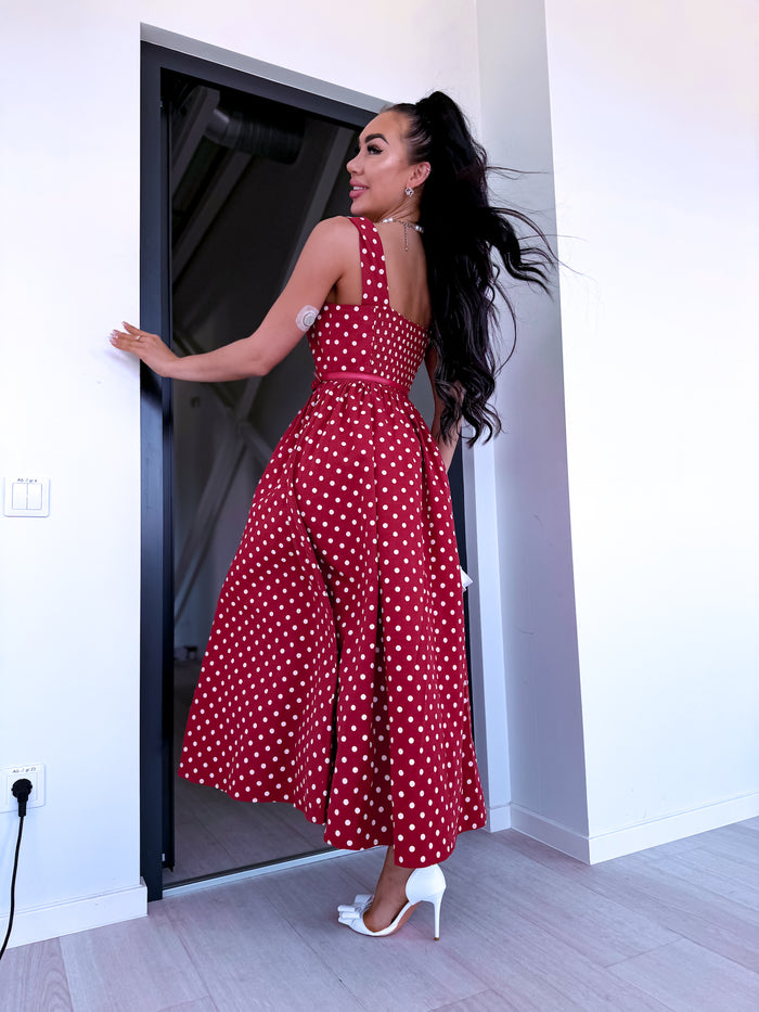 DOTTED dress + belt "MILAGRO" WZ20627 - RED