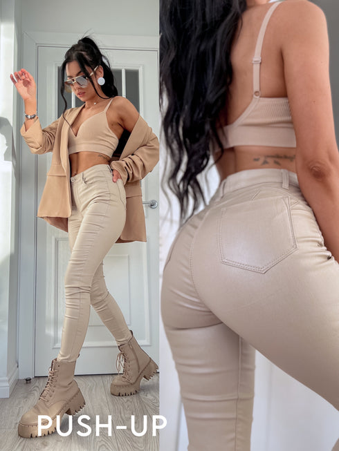 Ādas imitācijas bikses "OCTOBER WARM" Z2150-2 - GAIŠI BĒŠAS