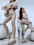 Dark beige imitation leather trousers "WINTER BOOM" HM1005