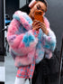 "FURORA PH6710" faux fur jacket - BLUE WITH PINK
