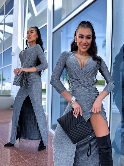 Garā, svētku kleita HS7201 "Spīdums" - sudraba PRE-ORDER