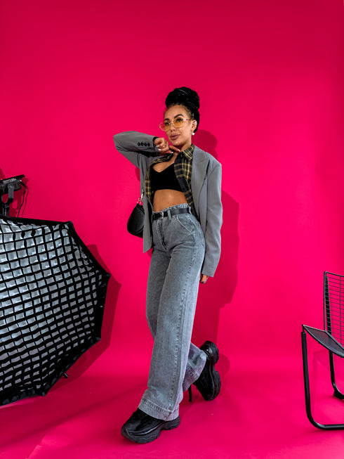 Džinsa bikses "GREY CHARCOAL" T358-3 + josta