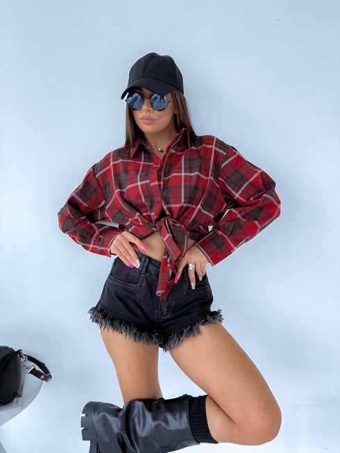 Checked shirt "CROSS LINE" 9706 - BORDEAUX