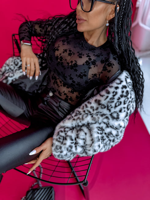 Боди с цветочным узором "Velvet Bouquet HS9736" - черное