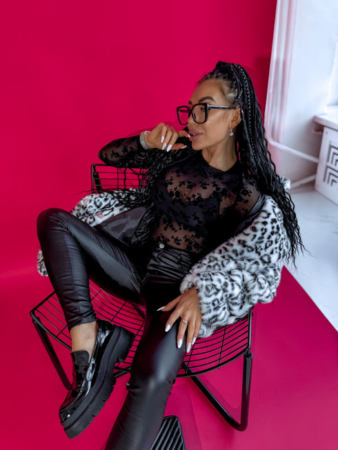 Боди с цветочным узором "Velvet Bouquet HS9736" - черное