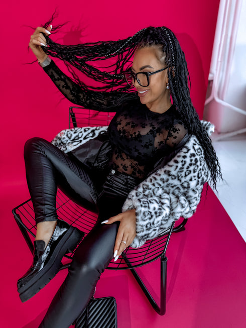 Боди с цветочным узором "Velvet Bouquet HS9736" - черное