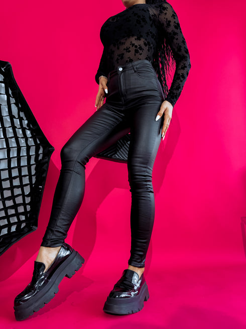 Black imitation leather trousers "WINTER BOOM" HM1005
