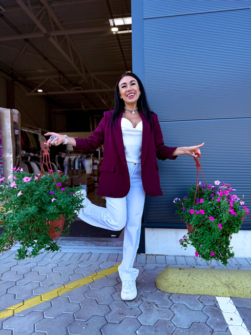 Burgundy, ONE SIZE jacket + burgundy top