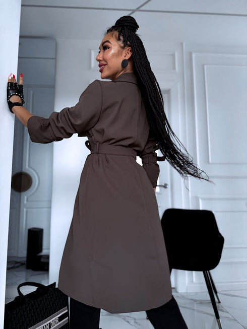 Pailgintas trencas "Pavasara sezona 6180" - šokoladinis rudas IŠANKSTINIS UŽSAKYMAS