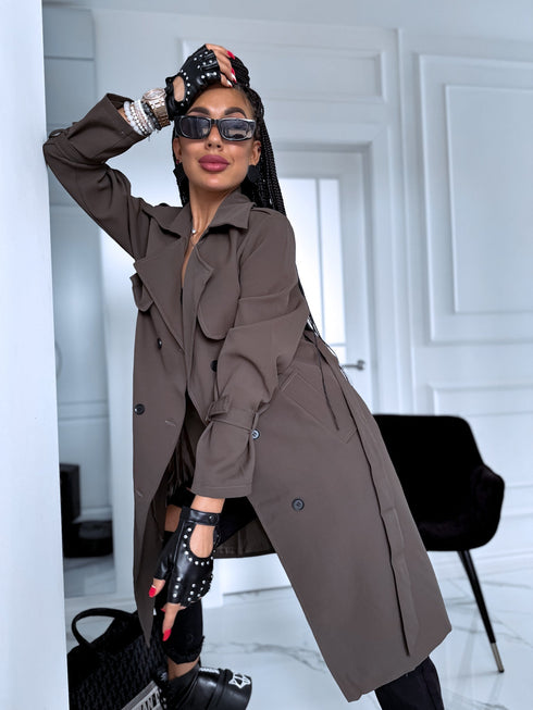 Pailgintas trencas "Pavasara sezona 6180" - šokoladinis rudas IŠANKSTINIS UŽSAKYMAS