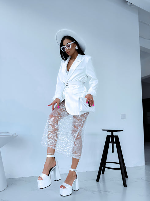 Fliteru svārki "POWDER A01" - BALTI