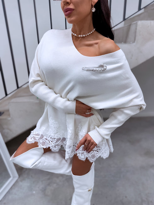 PLUS SIZE sweater "AGAIN 10588" - white