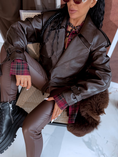 Crop ādas imitācijas jaka "TOFFEE NUT CV2195-10" - choco